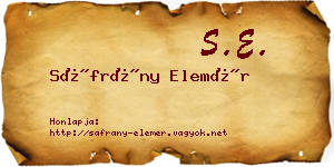 Sáfrány Elemér névjegykártya